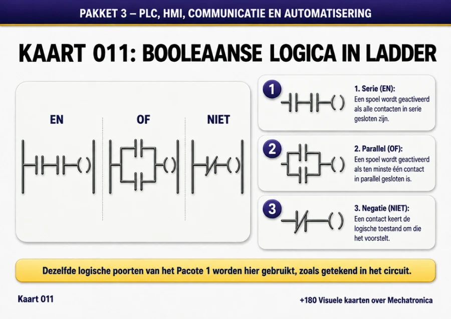Kaart 011: Booleaanse logica in ladder