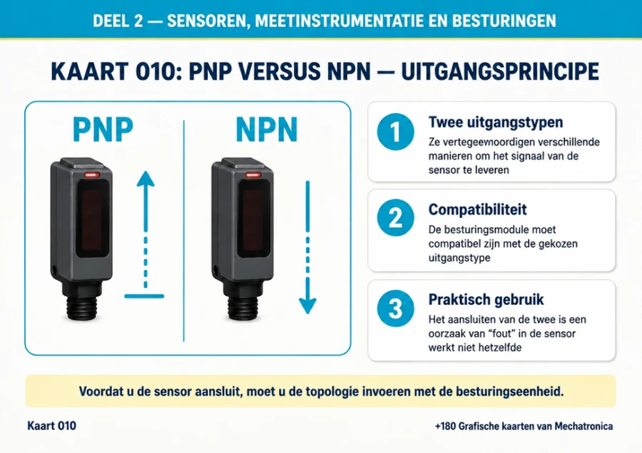 Kaart 010: PNP versus NPN — uitgangsprincipe