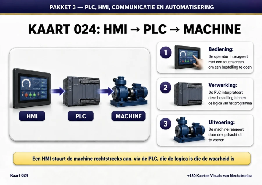 Kaart 024: HMI → PLC → machine