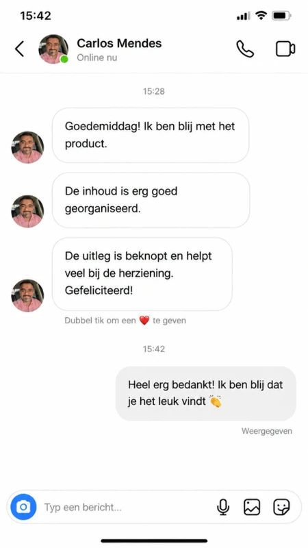 Schermafbeelding van een tevreden student
